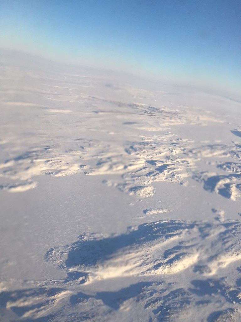 Flew to Rankin Inlet for three days in January 2016 with Marnie Schreiber. We went to meet Matchbox Gallery directors Jim and Sue Shirley, and three local Inuit ceramic artists who have worked with them. Population 2600, this beautiful village is the second largest in Nunavut after Iqaluit. The town and airstrip can just be seen in this photo.