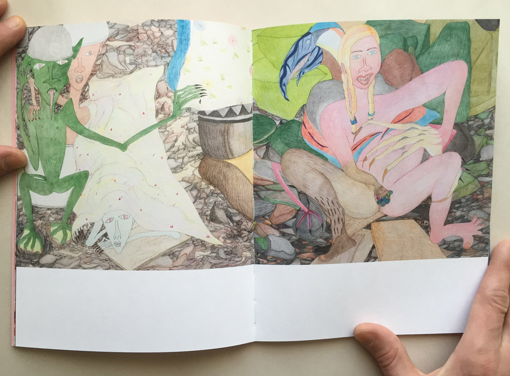 Inside book. Shuvinai Ashoona, two drawing spread
